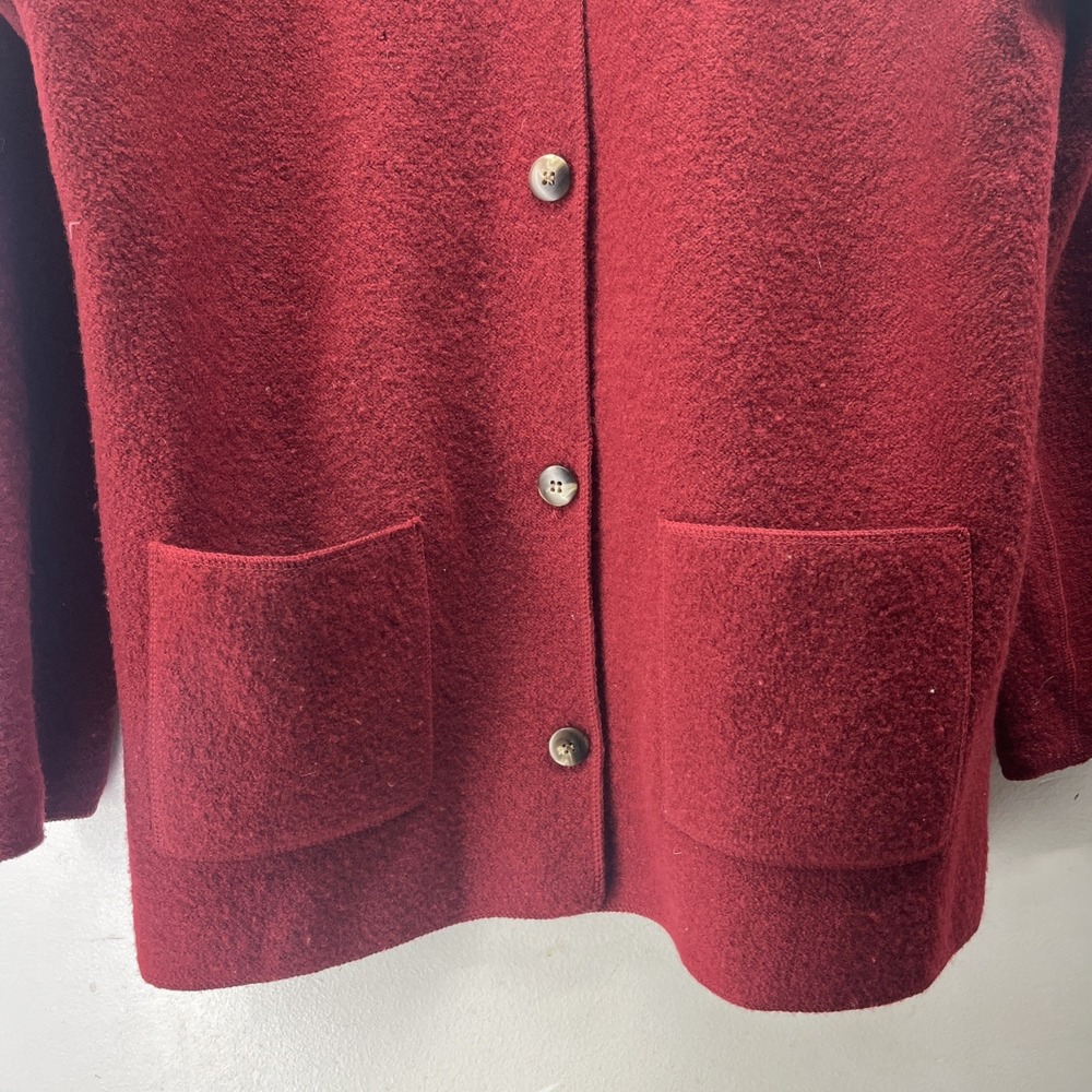 Vintage Charter Club Collared Cardigan Womens Petite Med Red Button Up 100% Wool - Picture 8 of 15